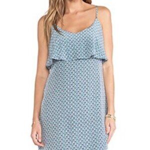 Joie Parthena Ruffle Dress Peacock 100% Silk